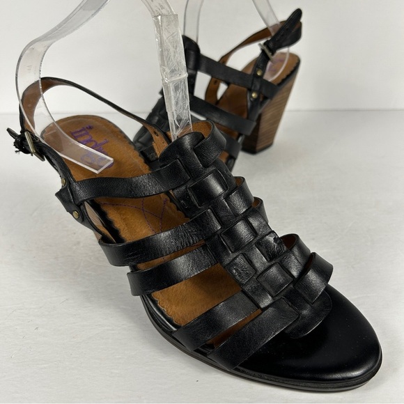 Indigo Elegant Black Strappy Leather Heeled Sandals 10 - Picture 5 of 8